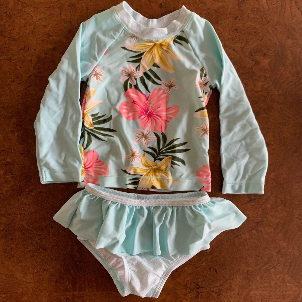 CARTER'S Baby 12M Hawaiian Floral 2-Piece Rashguard Swim Set